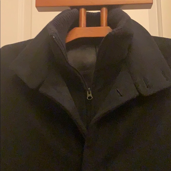 J.Farrar men’s modern fit BlackWool Blend overcoat - Picture 5 of 13